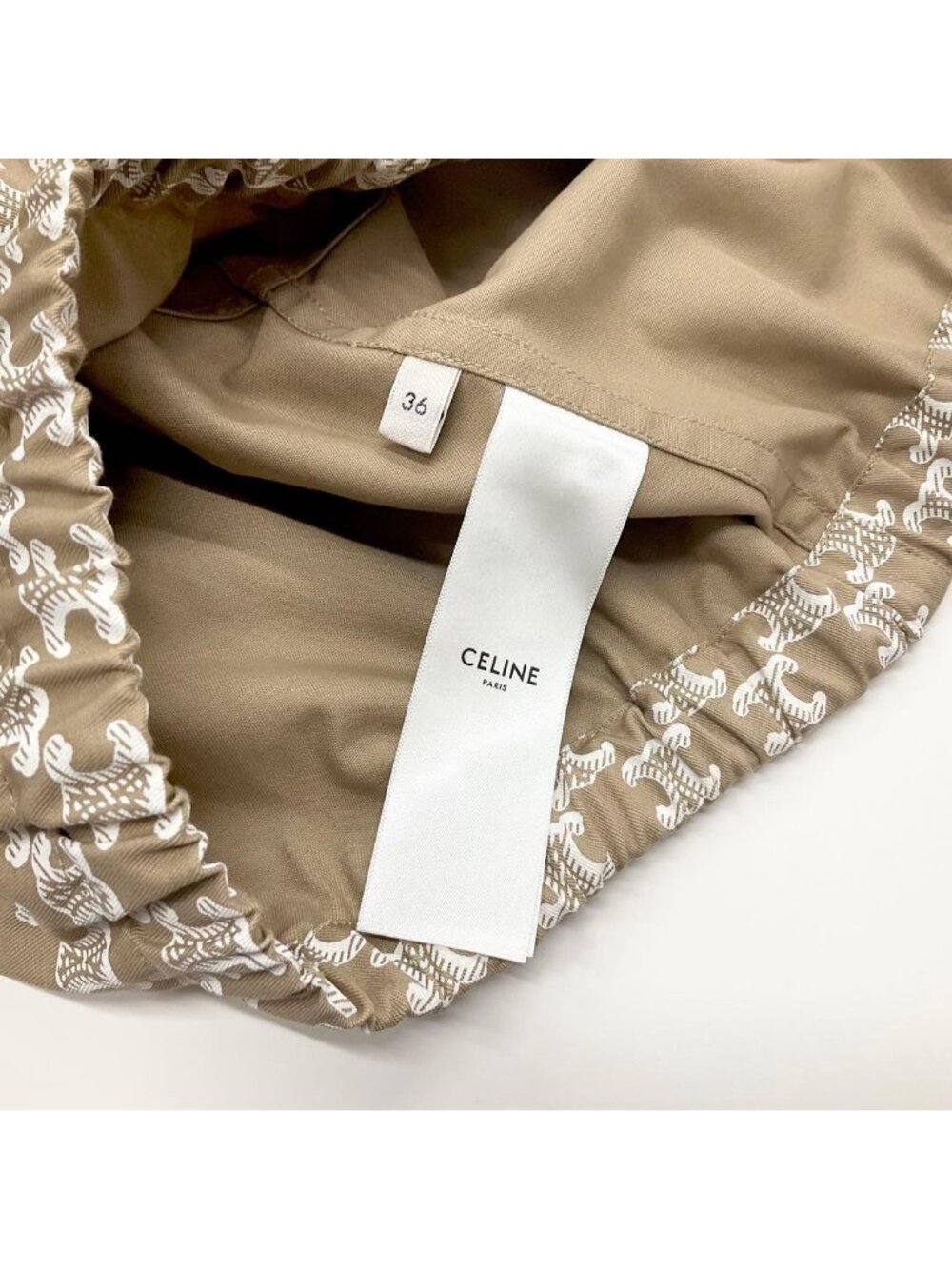 Celine Triomphe Shirt Cotton Top Cropped Beige - Picture 7 of 9